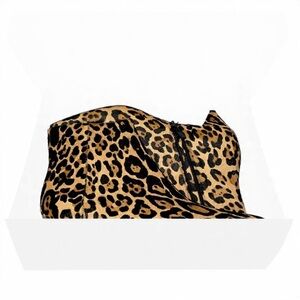 Brand New Women Calvin Klein Leopard print fur pointy toe, 2 inch heel booties!